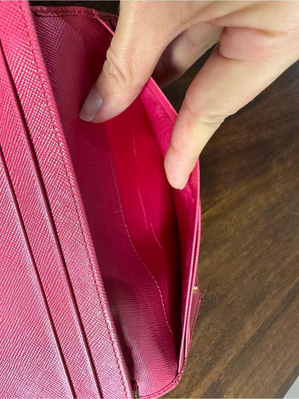 Authentic pre-loved Prada Hot Pink Saffiano Leather Continental Wallet - Picture 11 of 16